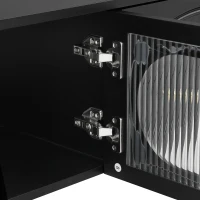 Mobile TV per soggiorno, con cassetti strutturati e ante in vetro, 175×35×45 cm, Nero(m-8)