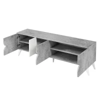 TV-Schrank mit offenen Fächern, viel Stauraum und Kabelmanagement, 160×40×51 cm, Grau(m-8)