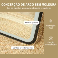 HOMCOM Espelho de Pé com Luz LED com Iluminação de 3 Cores Função de Memória e Controlo Tátil Inteligente 40x3x150 cm Preto(m-8)