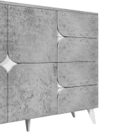Sideboard mit Schubladen, Kommode mit spezieller Paneelform, moderne Ästhetik, reichlich Stauraum, 120×35,5×94 cm, Grau(m-7)
