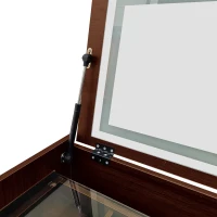 Schminktisch mit LED-Beleuchtung, Multifunktionaler Nachttisch mit Spiegel und 3 Schubladen, inkl. Make-up-Hocker, 50×40×115.6 cm, Schwarz+Braun(m-6)