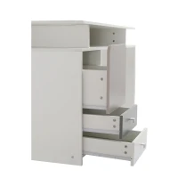 Scrivania, tavolo studio, con tre cassetti e soppalco,121×53,5×81 cm,  Bianco(m-9)