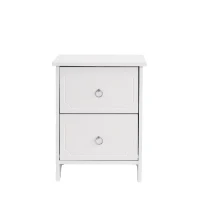 Nachttisch mit 2 Schubladen, geräuschlosen Gleitern, geprägtem Rand, MDF+Spanplatte, 40×40×51,5 cm, Weiß(m-2)