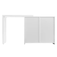 Coiffeuse avec table d'appoint, plateau pivotant (180°), sans miroir ni tabouret, Doré + Blanc(m-12)