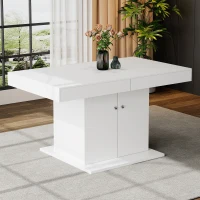 Table à manger extensible et multifonctionnelle avec espace de rangement, 140/180L × 80l × 76H cm, Blanc.(m-1)