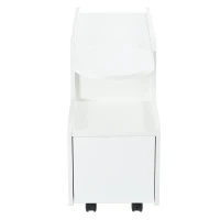 Armoire d'appoint blanche avec roulettes, chariot de rangement polyvalent pour salon, salle à manger et chambre à coucher, design arrondi, 82×30×53 cm, Blanc(m-12)