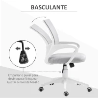 HOMCOM Cadeira de Escritório de Malha Giratória com Altura Ajustável Função Basculante e Apoio para os Braços 57x55x89-109 cm Cinza(m-5)