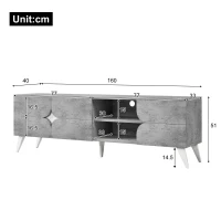 TV-Schrank mit offenen Fächern, viel Stauraum und Kabelmanagement, 160×40×51 cm, Grau(m-3)