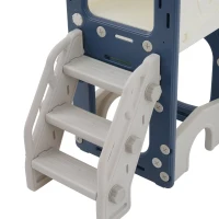 10-en-1 Toboggan pour enfants, Jouet d'escalade multifonction, Toboggan avec échelle d'escalade, Panier de basket, Jeu de golf, Jeu de lasso, Tableau de dessin, Rangement, Jumelles,172×165×95 cm, Bleu Antique(m-11)