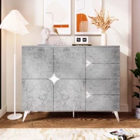 Sideboard mit Schubladen, Kommode mit spezieller Paneelform, moderne Ästhetik, reichlich Stauraum, 120×35,5×94 cm, Grau(m-1)