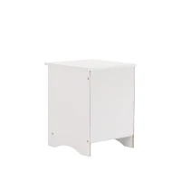 Table de chevet avec 2 tiroirs, glissières silencieuses, bordure embossée, 40×40×51,5 cm, Blanc(m-9)