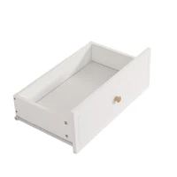 Nachttisch mit 2 Schubladen, geräuschlosen Gleitern, Schön gearbeitete Füße, Stauraum im Wohnzimmer und Schlafzimmer, MDF+Spanplatte, 60×40×51.5 cm, Weiß+Natur(m-6)