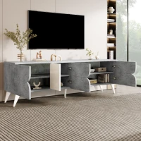 TV-Schrank mit offenen Fächern, viel Stauraum und Kabelmanagement, 160×40×51 cm, Grau(m-5)