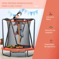 ZONEKIZ Trampolim Infantil Ø140x155 cm Trampolim para Crianças de 3-10 Anos com Cesta de Basquetebol e 20 Bolas de Plástico Vermelho(m-7)