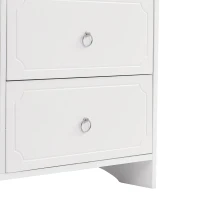 Comò con 6 Cassetti, Include uno specchio rimovibile, 100×50×132 cm,Bianco(m-8)