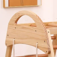 Struttura da arrampicata multifunzionale 7-in-1, altalena, scala da arrampicata, scivolo, rete, pietre da arrampicata, anelli, casetta tenda, 134×120×120 cm, Naturale(m-6)