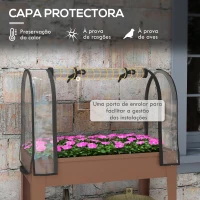 Outsunny Mesa de Cultivo com Rodas 80x40x120 cm Horta Urbana Elevada com Cobertura de Estufa para Cultivar Plantas Flores Marróm(m-4)