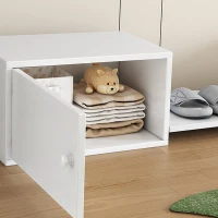 Armadio per scarpe con doppie porte, Panchina versatile per il cambio delle scarpe, 189×40×34,5 cm, Bianco(m-4)