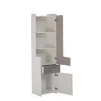 Libreria alta con ante a L e ampio spazio di archiviazione, 45 x 40 x 184 cm, Bianco(m-9)