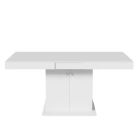 Ausziehbarer Esstisch mit Stauraum, Automatischer Teleskoptisch, Multifunktional und Platzsparend, 180×80×76 cm, Weiß(m-2)