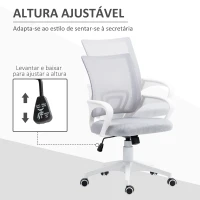 HOMCOM Cadeira de Escritório de Malha Giratória com Altura Ajustável Função Basculante e Apoio para os Braços 57x55x89-109 cm Cinza(m-4)