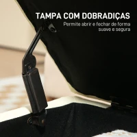 HOMCOM Baú de Armazenamento para Dormitório 33L Puff de Armazenamento Estofado em PU Banco de Arrumação 60x38x40 cm Creme(m-5)