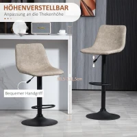 HOMCOM 2-delige Barkrukset in retrodesign, in hoogte verstelbaar, draaibaar, kunstleer, 42 x 48 x 91-112 cm, Beige(m-5)