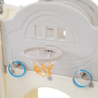 8-in-1 Scivolo per Bambini, Gioco da Arrampicata Multifunzionale con 2 Scivoli, Scala da Arrampicata, Canestro da Basket, Gioco del Lazo, Binocolo, Armadietti, 200×165×95 cm,Grigio antico bianco(m-5)