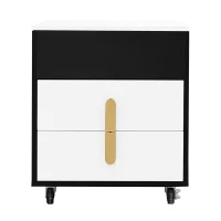 Nachttisch mit USB-Ladeschnittstelle, anhebbarer Tisch, bewegliches Riemenscheiben-Design, zwei Schubladen, 74×40.2×71cm, Schwarz+weiß(m-2)