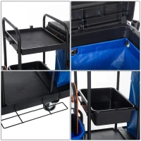HOMCOM Wózek do sprzątania Wózek sprzątający Wózek do mycia Wózek systemowy z 4 kółkami 2 wiadrami 18 l(m-8)