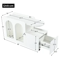 Mobiletto bianco con ruote, versatile carrello portaoggetti per soggiorno, sala da pranzo e camera da letto, design ad arco arrotondato, 82×30×53 cm, Bianco(m-3)
