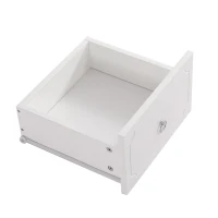 Table de chevet avec 2 tiroirs, glissières silencieuses, bordure embossée, 40×40×51,5 cm, Blanc(m-7)