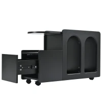 Armoire d'appoint multifonctionnelle avec roulettes, chariot de rangement polyvalent pour salon, salle à manger et chambre à coucher, design arrondi, 82 cm x 30 cm x 53 cm, Noir(m-13)