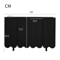 Credenza a goccia, con ante sagomate,  120×37,5×80,8 cm, Nero(m-3)