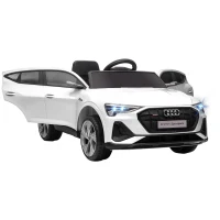 HOMCOM Carro Elétrico Audi E-Tron 12V para Crianças acima de 3 Anos com Controle Remoto Faróis Buzina Música MP3 TF USB e Abertura da Porta 3-8km/h 108x60x47cm Branco(m-16)