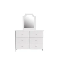 Comò con 6 Cassetti, Include uno specchio rimovibile, 100×50×132 cm,Bianco(m-2)