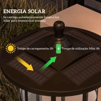 Outsunny 2 Candeeiros Solares de Exterior com Painel Solar Acendimento Automático Impermeável IP44  23,5x23,2x184 cm Preto(m-4)