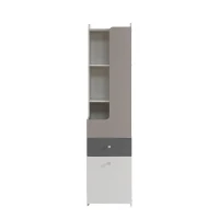 Libreria alta con ante a L e ampio spazio di archiviazione, 45 x 40 x 184 cm, Bianco(m-2)