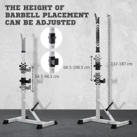 HOMCOM Weights Bar Barbell Rack Squat Stand Adjustable Portable Weight Lifting Max Load 200kg, Suitable For Home Gym Training Work Out(m-5)