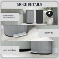 HOMCOM 30 Litre Pedal Bin, Fingerprint Proof Kitchen Bin with Soft-close Lid, Metal Rubbish Bin with Foot Pedal and Removable Inner Bucket, Grey(m-7)