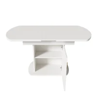 Tavolo da pranzo ovale allungabile, con spazio di archiviazione, 110/130L×70P×75Acm, Bianco+Oro(m-7)