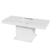 Table à manger extensible et multifonctionnelle avec espace de rangement, 140/180L × 80l × 76H cm, Blanc.(m-7)