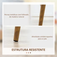 HOMCOM Conjunto de 4 Cadeiras de Sala de Estar Cadeiras de Cozinha com Encosto Alto e Pés de Metal 45x52x85,5 cm Branco e Madeira(m-6)