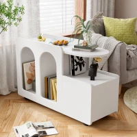 Armoire d'appoint blanche avec roulettes, chariot de rangement polyvalent pour salon, salle à manger et chambre à coucher, design arrondi, 82×30×53 cm, Blanc(m-1)