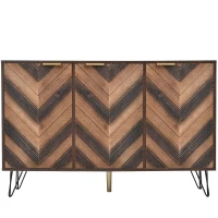 Credenza a 3 Ante con Spazio portaoggetti, color Legno Naturale(m-2)