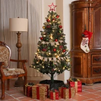 HOMCOM 5ft Pre-Lit and Xmas Tree with Decorations(m-10)
