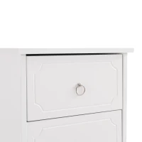 Commode classique avec 5 tiroirs, glissières silencieuses et poignées rondes en métal, MDF + panneau de particules, 40×40×100 cm, Blanc(m-8)