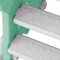 Toboggan 4-en-1 pour enfants avec balançoire, panier de basket et échelle de grimpe, toboggan de jardin pour intérieur et extérieur, 140×118×102 cm, Vert(m-9)