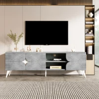 TV-Schrank mit offenen Fächern, viel Stauraum und Kabelmanagement, 160×40×51 cm, Grau(m-4)