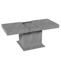 Ausziehbarer Esstisch mit Stauraum, Automatische Teleskopfunktion, Betonoptik, 180×80×76 cm, Grau(m-7)